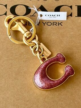Coach Pink Glitter Key Chain Bag Charm